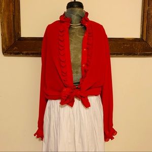 Vintage Red Sheer Blouse